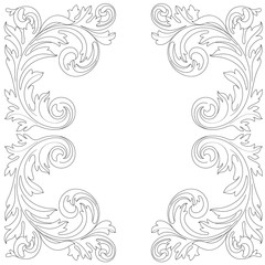 Vintage border frame engraving with retro ornament pattern in antique baroque style decorative design. Vector.