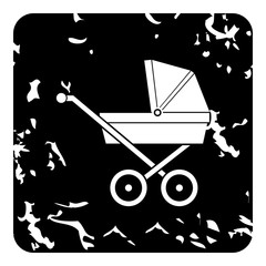 Children stroller icon. Grunge illustration of children stroller vector icon for web