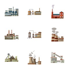 Production plant icons set. Cartoon illustration of 9 production plant vector icons for web