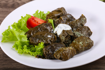 Dolma - stuffed meat in grape leaves