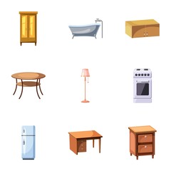 Home environment icons set. Cartoon illustration of 9 home environment vector icons for web