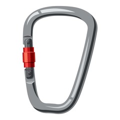 Carabiner icon. Cartoon illustration of carabiner vector icon for web