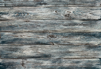 Fototapeta premium Old gray-blue painted grunge wood planks background, board or wooden fence