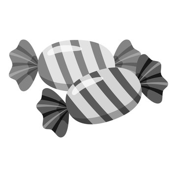 Candy icon. Gray monochrome illustration of candy vector icon for web