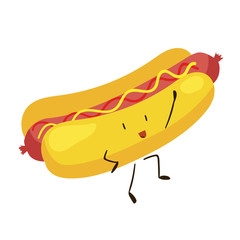 Funny fast food hot dog icon