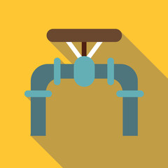 Pipe with valves icon. Flat illustration of pipe with valves vector icon for web