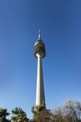Fototapeta premium Tower of stadium of the Olympiapark in Munich, Germany, is an Ol