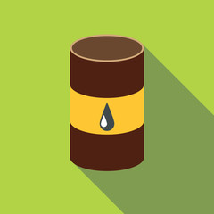 Metal barrel with oil icon. Flat illustration of metal barrel with oil vector icon for web