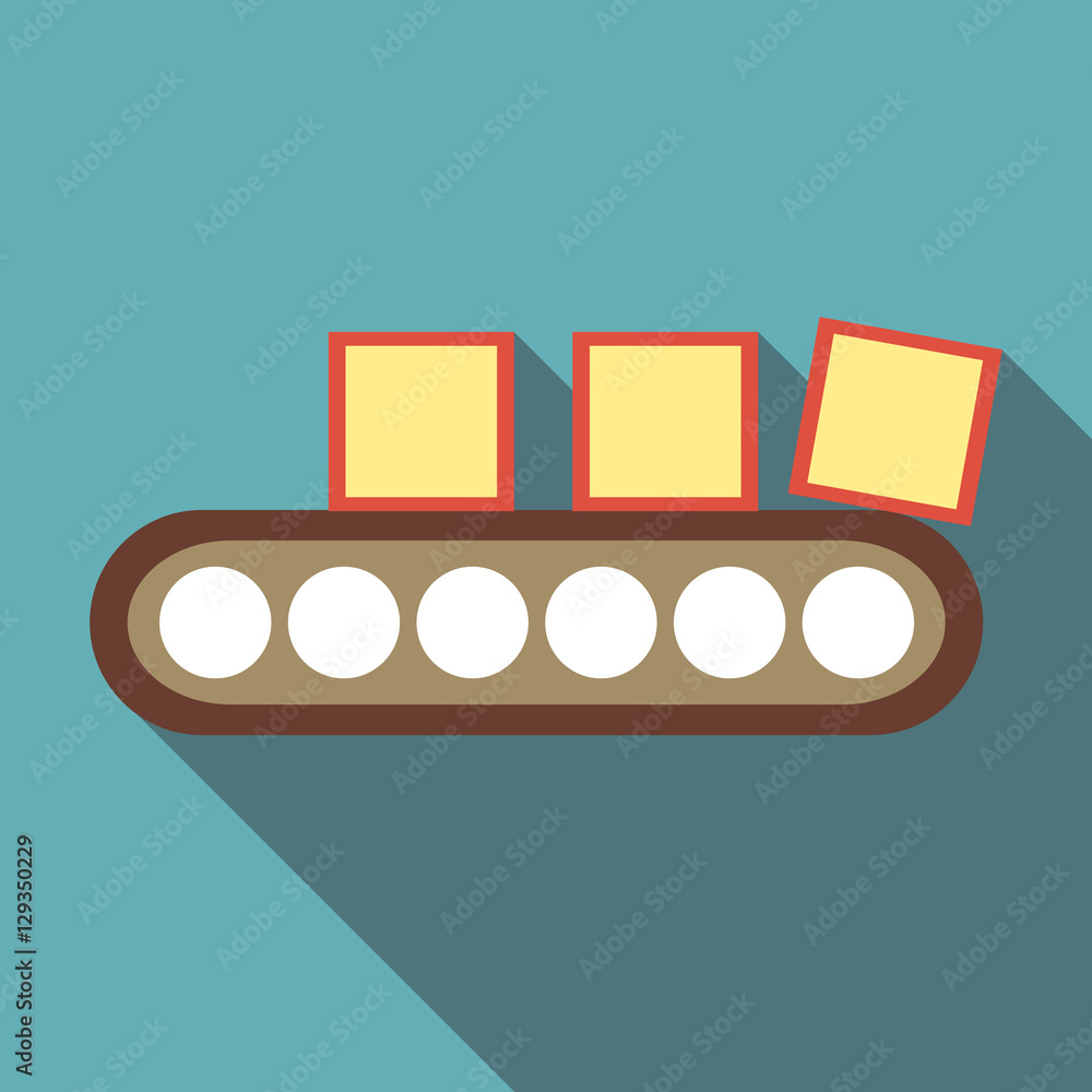 Aufkleber belt conveyor with load icon. flat illustration of belt conveyor with load vector icon for web