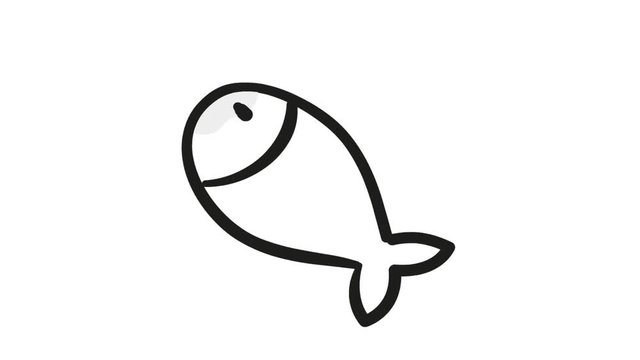 fish line drawing illustration animation with transparent background