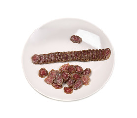 Plate with sausage sliced Fouette