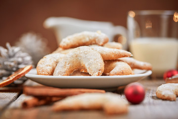 Closeup of christmas vanilla horse shoe cookies
