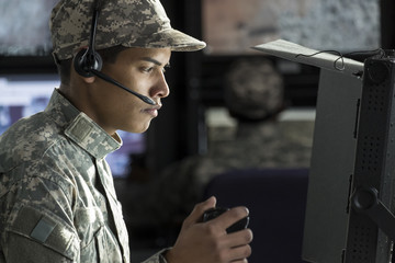 Portrait of a military drone operator