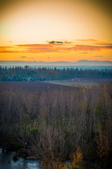 Mirador de Simancas vistas del río Pisuerga al amanecer
