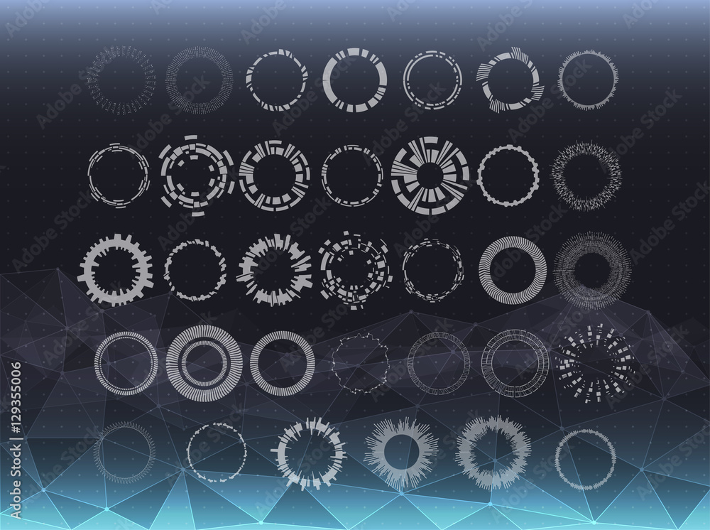 Poster set of black and white infographic elements. futuristic user interface hud
