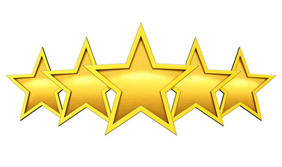 Fototapeta premium 3D rendering of 5 golden stars