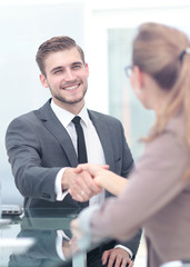 Business people shaking hands, finishing up a meeting