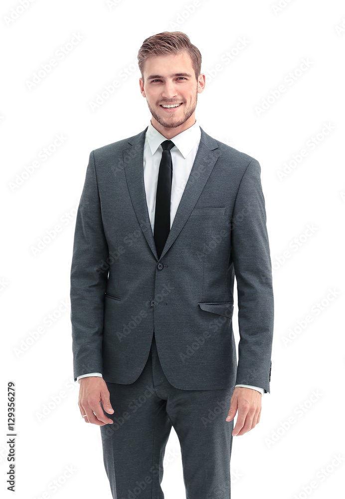 Poster Successful business man on white background