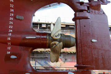 Ship's propeller and rudder