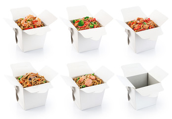 Chinese food collection isolated on white background.