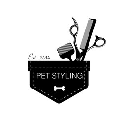 Logo for pet hair salon, styling and grooming shop, store for dogs and cats. Vector illustration