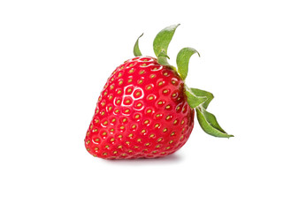 Red berry Strawberry with leaves isolated on a white background.