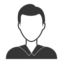 Young male profile in black and white colors over white background, vector illustration.