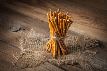 Salty pretzel sticks.