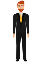 Young elegant businessman avatar over white background, vector illustration.