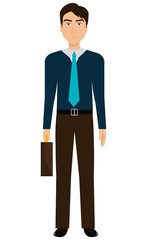 Young elegant businessman avatar over white background, vector illustration.