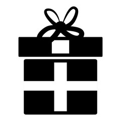 Black gift box icon isolated over white background, vector illustration.