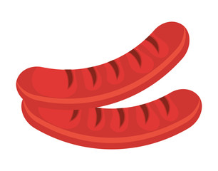 Two delicious pork sausages over white background, vector illustration.