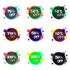 Set of flat design sale stickers. Vector illustrations for online shopping, product promotions, website and mobile website badges, ads, print material. Design elements.