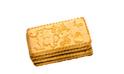 Shortbread biscuits on a white background