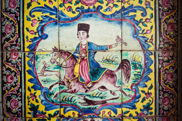 Traditional tiles on the wall in Tehran, capital of Iran