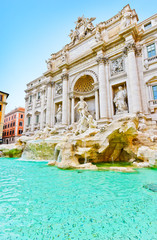 Fototapeta na wymiar View of the Trevi Fountain in Rome, Italy. 