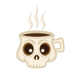 Skull Coffee Mug. Hot Drink Mug out of the Skull Vector Illustration