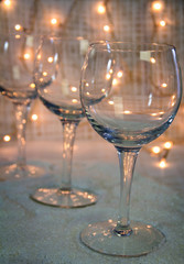 Winter background - empty wine glasses