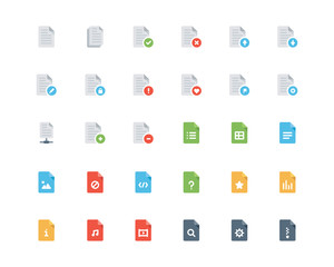 Documents flat style icon set