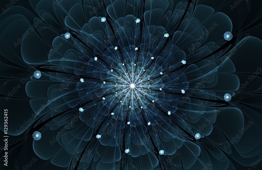 Poster abstract dark fractal flower computer generated image, background for text labels