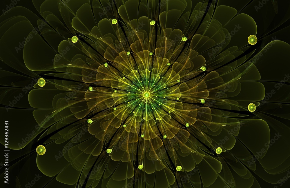 Poster abstract dark fractal flower computer generated image, background for text labels