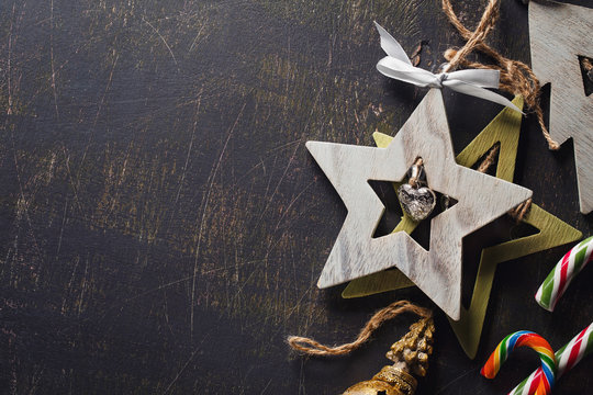 Decorative wooden pendants with bells and space for text