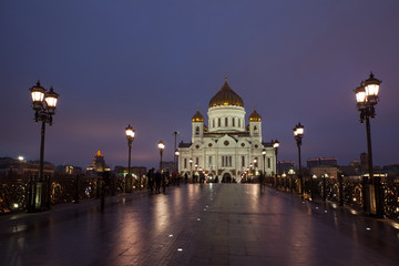 Obraz premium Night architecture Moscow view. Christ the Savior Cathedral in Moscow Russia