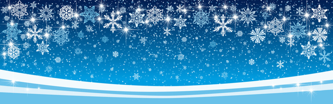 Wundersch&ouml;ner Hintergrund Vektor Illustration mit Schneesternen und glitzernden Flocken