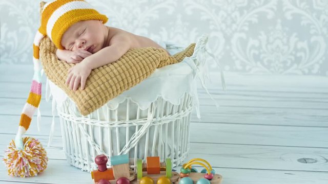 Little, newborn child having a nap