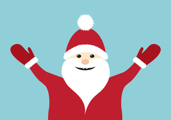 Happy Santa Claus on blue background. Vector.