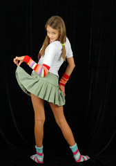 mischievous girl in a short skirt