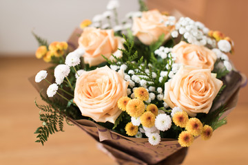Bouquet of peach roses