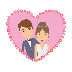 Couple of newlyweds frame decorative vector illustration design
