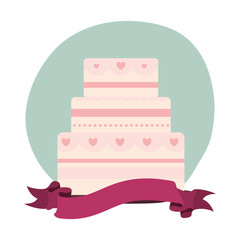 delicious cake pink isolated icon vector illustration design